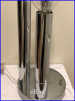 Vintage Mid Century Modern Chrome 3 Tiered Tube Cylinder Table Lamp