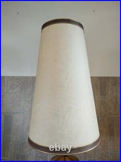 Vintage Mid-Century Modern Danish Wood Cone Shade Table Lamp Light