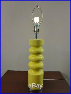Vintage Mid Century Modern Electric Yellow Geometric Ceramic Pop Art Table Lamp