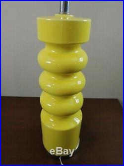 Vintage Mid Century Modern Electric Yellow Geometric Ceramic Pop Art Table Lamp