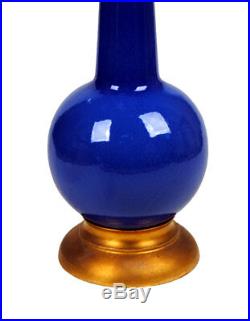 Vintage Mid Century Modern Fabulous Blue Pottery Lamps w Orbs Bubbles Blues Plum