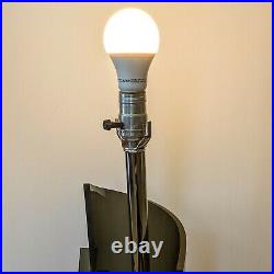 Vintage Mid Century Modern Lucite Lamp Sculptural Smoked Black Chrome 24 Base