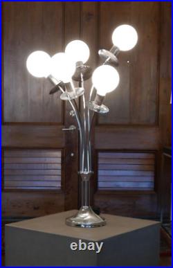 Vintage Mid Century Modern MCM Chrome 5 Light Orb Globe Table Lamp
