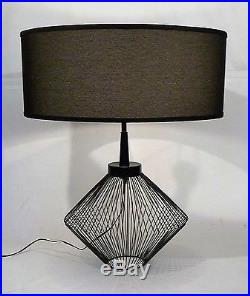Vintage Mid Century Modern Metal Wired Cage Frame Geometric Retro Table Lamp