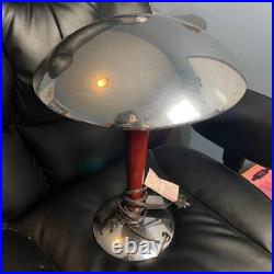 Vintage Mid Century Modern Mushroom Table Lamp Red Base