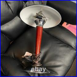Vintage Mid Century Modern Mushroom Table Lamp Red Base