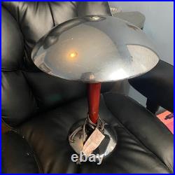 Vintage Mid Century Modern Mushroom Table Lamp Red Base