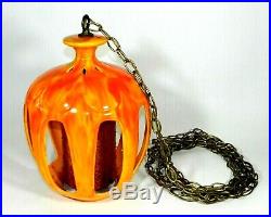 Vintage Mid Century Modern Orange Swag Light Hanging Lamp