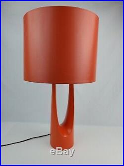 Vintage Mid-Century Modern Orange Wishbone Table Lamp Original shade Laurel