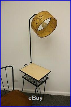 Vintage Mid Century Modern Phone Gossip Table with Chair & Attached Lamp