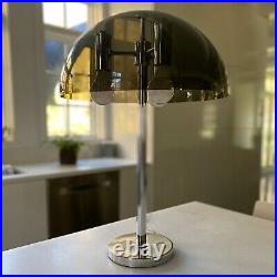 Vintage Mid Century Modern Space Age Mushroom Table Lamp in Smoke and Chrome