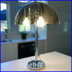 Vintage Mid Century Modern Space Age Mushroom Table Lamp in Smoke and Chrome