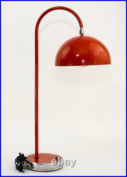 Vintage Mid Century Modern Space Age Orange Arc Table Desk Lamp Mushroom Design