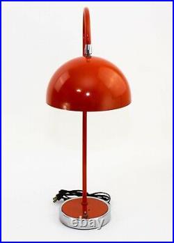 Vintage Mid Century Modern Space Age Orange Arc Table Desk Lamp Mushroom Design