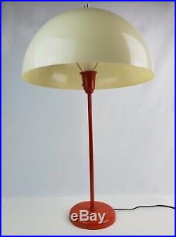 Vintage Mid Century Modern Space Age Orange Table Lamp Mushroom Dome Working