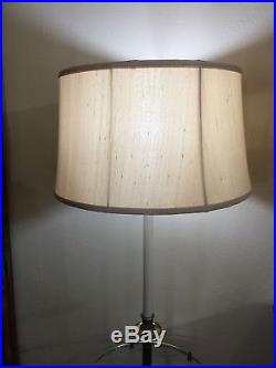 Vintage Mid Century Modern Stiffel Brass Tone Floor Lamp with Glass Side Table