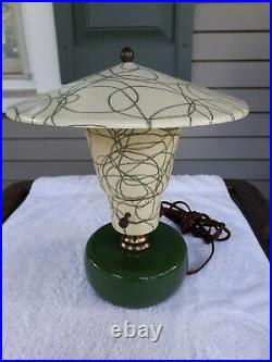 Vintage Mid Century Modern Table Lamp Retro With Original Fiberglass Shade Mint