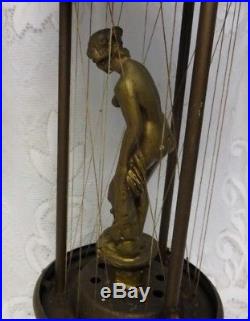 Vintage Mid Century Oil Rain Table Hanging Lamp Light Pillar Nude Lady Goddess