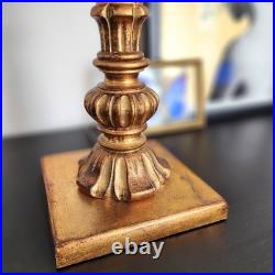 Vintage Mid Century Ornate Italian Gold Gilt Tole Lamp with Yellow Porcelain Roses