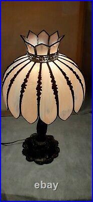Vintage Mid Century Purple SLAG GLASS LAMP TULIP PETALS 25 Tall 11 Wide