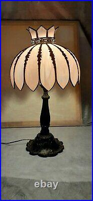 Vintage Mid Century Purple SLAG GLASS LAMP TULIP PETALS 25 Tall 11 Wide