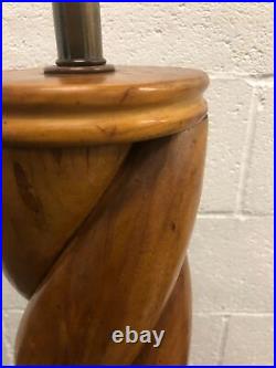 Vintage Mid Century Solid Wood Twisted/Swirl Tall Table Lamp