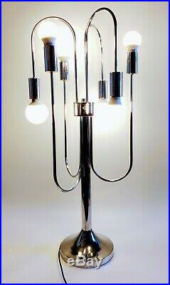 Vintage Mid Century Space Age Retro 1970s 6 Light Glass Orb Chrome Table Lamp