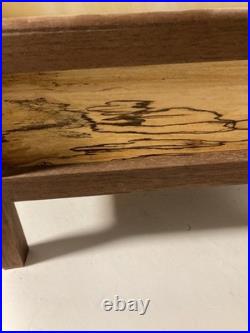 Vintage Mid Century Stained Glass & Teakwood Light Box Table Lamp-19x10x10-EUC