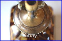 Vintage Mid Century Table Lamp Amber Tortoise Shell Hand Blown Glass Italian