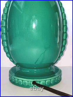 Vintage Mid-Century Turquoise Ceramic Table Lamp with Shade 1950s MCM Cabin Find