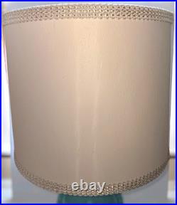 Vintage Mid-Century Turquoise Ceramic Table Lamp with Shade 1950s MCM Cabin Find