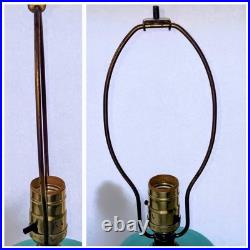 Vintage Mid-Century Turquoise Ceramic Table Lamp with Shade 1950s MCM Cabin Find