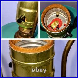 Vintage Mid-Century Turquoise Ceramic Table Lamp with Shade 1950s MCM Cabin Find