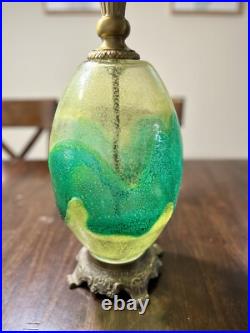 Vintage Mid Century Yellow & Green Art Glass Table Lamp Italy Vintage Mid Century Yellow & Green Art Glass Table Lamp Italy