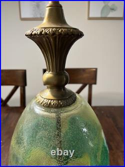 Vintage Mid Century Yellow & Green Art Glass Table Lamp Italy Vintage Mid Century Yellow & Green Art Glass Table Lamp Italy