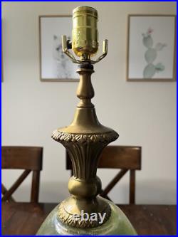 Vintage Mid Century Yellow & Green Art Glass Table Lamp Italy