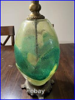 Vintage Mid Century Yellow & Green Art Glass Table Lamp Italy Vintage Mid Century Yellow & Green Art Glass Table Lamp Italy