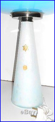 Vintage Mid Century labeled Oval Blue Opal UFO Murano Mushroom Lamp Laurel