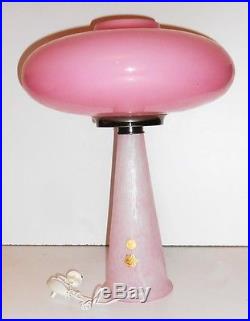 Vintage Mid Century labeled Oval Pink Opal UFO Murano Mushroom Lamp Laurel