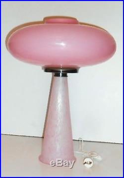 Vintage Mid Century labeled Oval Pink Opal UFO Murano Mushroom Lamp Laurel