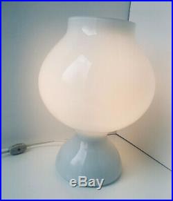 Vintage Mid-century Modern White Glass Table Lamp Danish Design