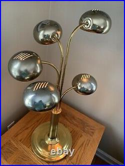Vintage Midcentury Modern MCM Brass Cascading 5 Tiered Eyeball Orb Table Lamp