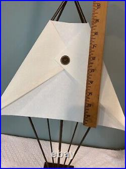 Vintage Mod Contemporary Table Lamp Metal withPaper Shade Pyramid Hairpin 29 Tall