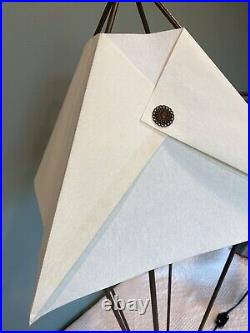 Vintage Mod Contemporary Table Lamp Metal withPaper Shade Pyramid Hairpin 29 Tall