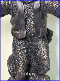 Vintage Monkey Bellhop 2 Light Table Lamp-Dual Red Beaded Glass Shades 19.5-EC