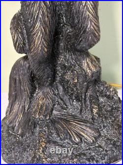 Vintage Monkey Bellhop 2 Light Table Lamp-Dual Red Beaded Glass Shades 19.5-EC