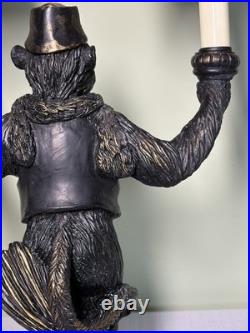 Vintage Monkey Bellhop 2 Light Table Lamp-Dual Red Beaded Glass Shades 19.5-EC