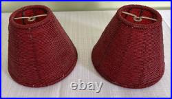 Vintage Monkey Bellhop 2 Light Table Lamp-Dual Red Beaded Glass Shades 19.5-EC