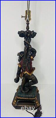 Vintage Monkey Pirate Holding Apple Lamp Large Resin Tested Working 31 Tall