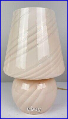Vintage Murano Swirled Pink Glass Mushroom Lamp 70s Fungo